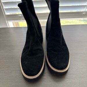 Dolce Vita Black Suede Chelsea Booties with Contrast Welt